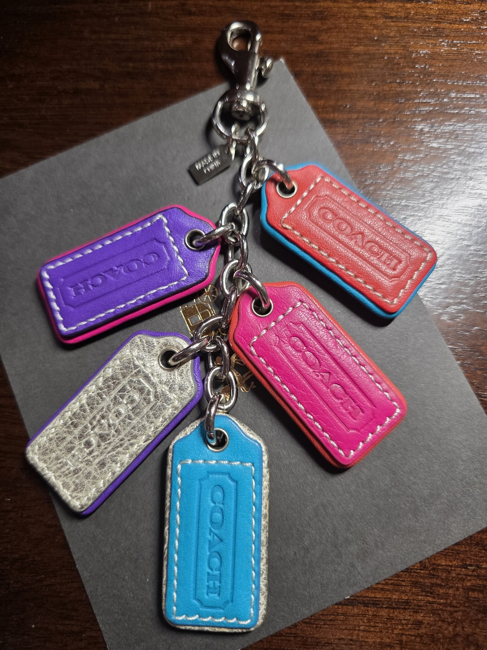 COACH Extremely RARE Multicolor Leather Tag Charm Keychain - Picture 11 of 11